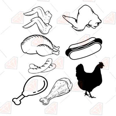 Chicken Wings & Drumcticks SVG Bundle, Chicken Food Bundle SVG Vector Bird SVG