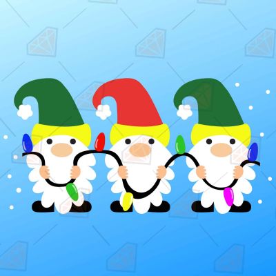 Gnomes Holidng Christmas Lights SVG Christmas