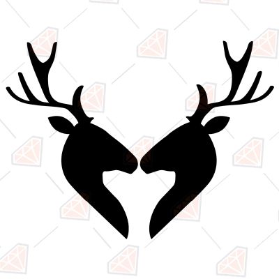 Couple Deer Heart SVG Cut File Christmas