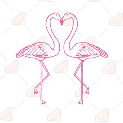 Couple Flamingo SVG, Pink Flamingo Couple Instant Download Bird SVG