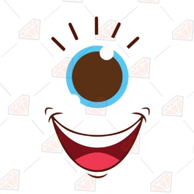 Cute Monster Face SVG, Cute Monster Smile Instant Download Cartoons