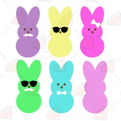 Colorful Cute Peeps SVG Bundle Easter Day SVG