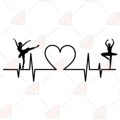 Ballet Dance Heartbeat SVG,  Dancer SVG Cut File Vector Objects
