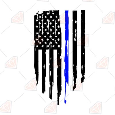 Distressed Thin Blue Line Flag SVG, USA Distressed Flag Cutfile USA SVG