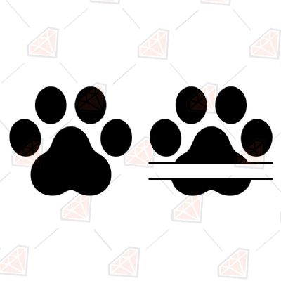 Dog Paws Monogram SVG, Paws with Monogram Vector Files Pets