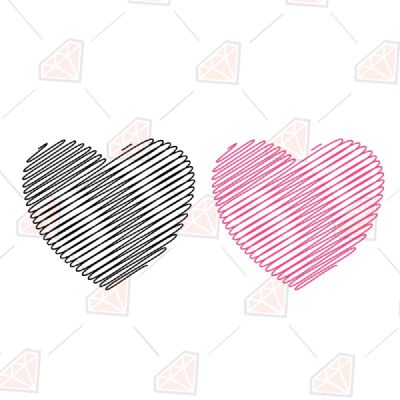 Black and Pink Doodle Hearts SVG Valentine's Day SVG