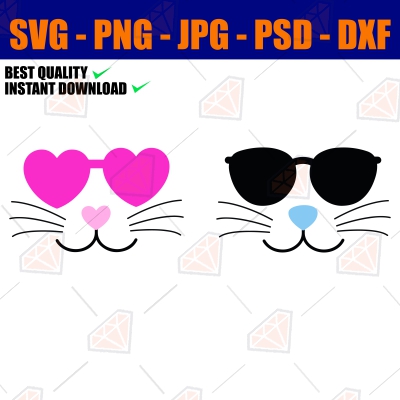 Easter Bunny With Sunglasses SVG Cut & Clipart Files Easter Day SVG