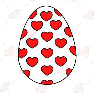 Easter Egg with Hearts SVG Cut File, Cute Easter Egg SVG Easter Day SVG