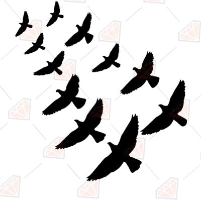 Flock of Birds SVG, Flock of Birds Vector Cutfile Bird SVG