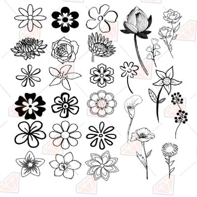 Floral Plants SVG, Flowers Bundle Instant Download Plant and Flowers