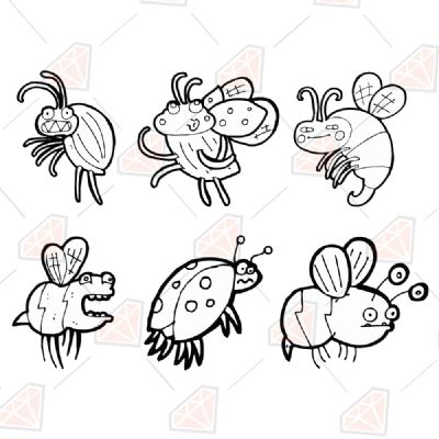 Handdrawn Funny Insects SVG Cut File Insects/Reptiles