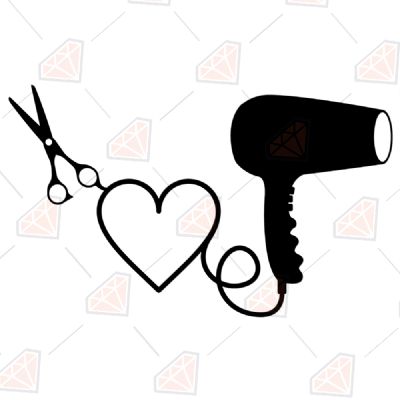 Hair Dresser with Heart SVG, Hair Dryer with Heart SVG Beauty and Fashion