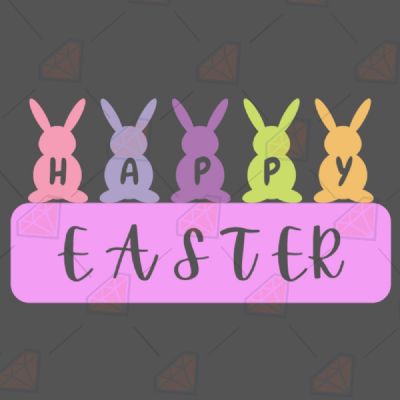 Happy Easter with Bunnies SVG File Easter Day SVG