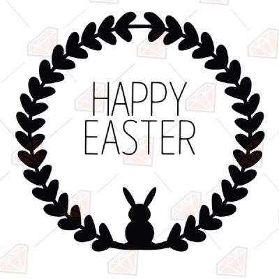 Easter Wreath SVG Design, Happy Easter SVG File Easter Day SVG