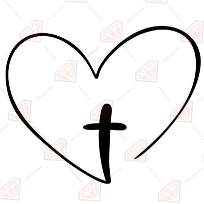 Cross Heart SVG Cut File Christian SVG