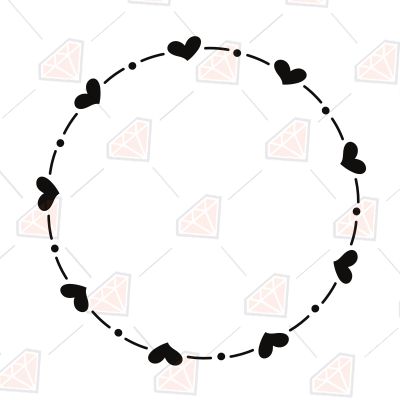 Round Heart Wreath SVG Cut File, Heart Wreath SVG Instant Download Drawings