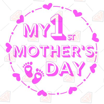 Hearts Wreath My First Mother's Day SVG, Mother's Day Cut File Mother's Day SVG