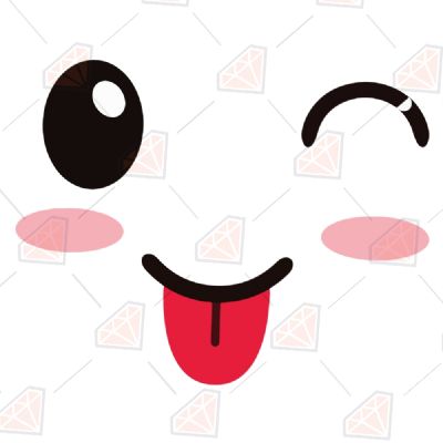 Kawaii Face Tongue Out SVG, Cute Face Tongue Out Instant Download Cartoons