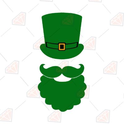 Green Leprechaun Beard and Hat SVG Cut File St Patrick's Day SVG