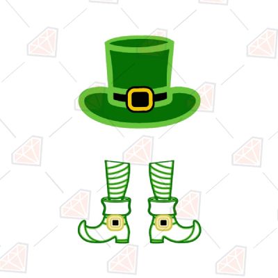 Leprechaun Hat and Shoes SVG Design St Patrick's Day SVG