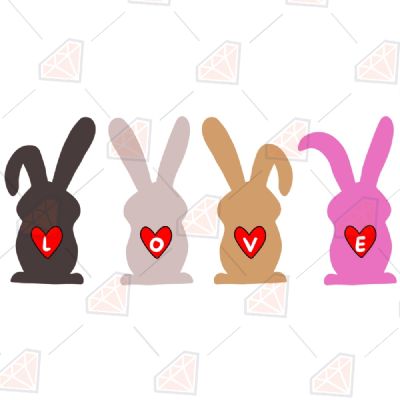 Bunny Love SVG Files, Valentine's Day SVG Images Valentine's Day SVG