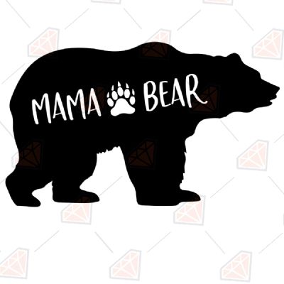 Mama Bear with Paw SVG Cut File, Instant Download Mother's Day SVG