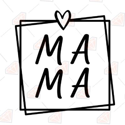 Mama Square Heart SVG, Mama Square Instant Download Mother's Day SVG