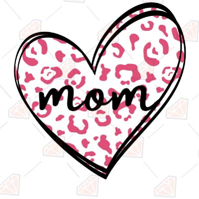 Mom Leopard Doodle Heart SVG Cut File Mother's Day SVG