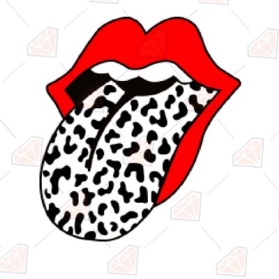 Black Rolling Stones Tongue SVG File, Leopard Tongue SVG Drawings
