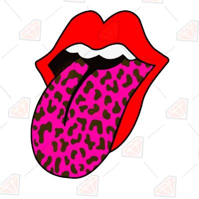 Open Mouth with Tongue Out Purple SVG File Drawings