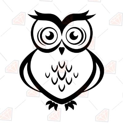 Simple Owl SVG, Owl Drawing Vector Files Bird SVG