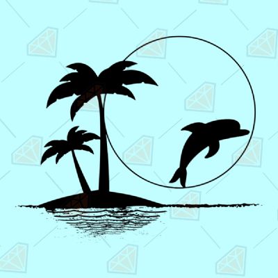 Palm Tree With Dolphin Landscapes