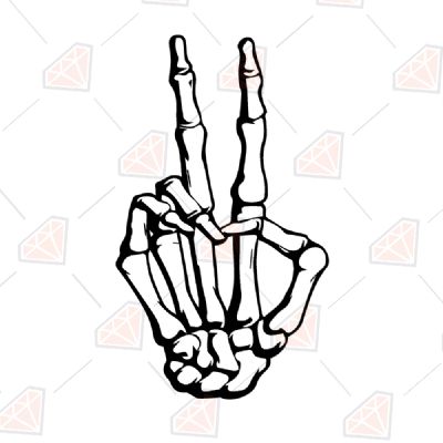 Peace Sign Skeleton Hand SVG Cut File Halloween
