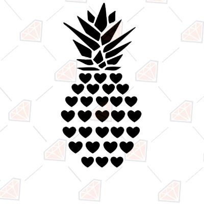 Pineapple From Hearts SVG, Fruit Heart SVG Vector File Fruits and Vegetables SVG