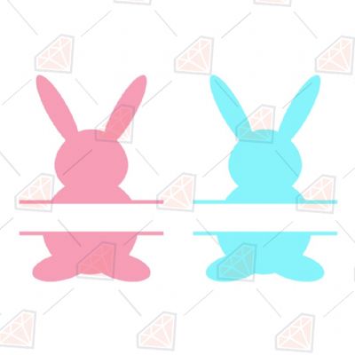 Pink and Blue Bunny Monogram SVG Easter Day SVG