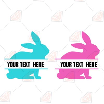 Pink and Blue Easter Bunny Monogram Easter Day SVG