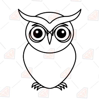 Owl Outline SVG, Owl Outline Instant Download Bird SVG