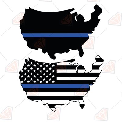 Us Map with Police Flag SVG Police SVG
