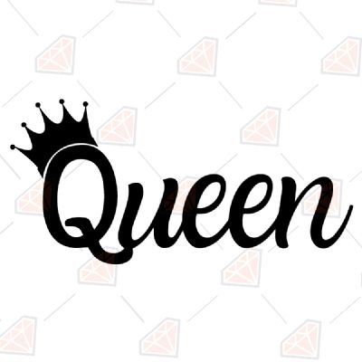 Queen SVG, Queen with Crown Instant Download Vector Illustration