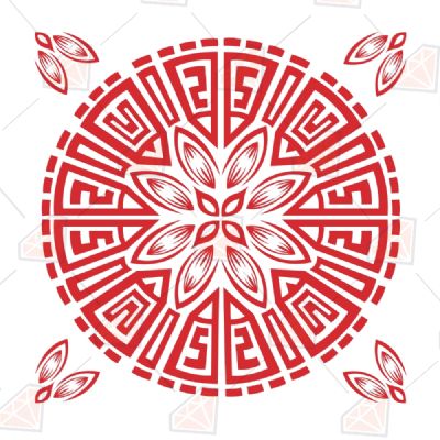 Red Decorative Ornament Tile Geometric Shapes