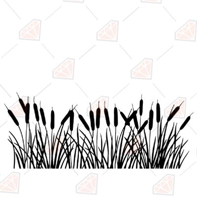 Reed Clipart Black And White SVG, Reed Line SVG Instant Download Plant and Flowers SVG