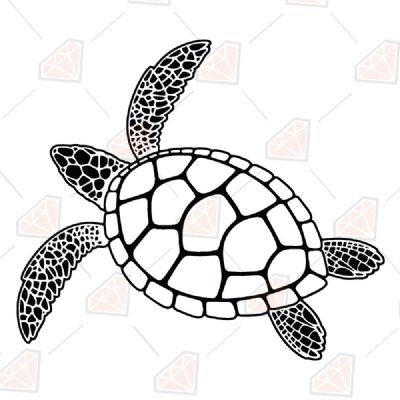 Black Swimming Sea Turtle SVG Cut File Sea Life and Creatures SVG