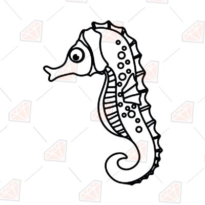 Seahorse SVG Design, Seahorse Vector Instant Download Sea Life and Creatures SVG