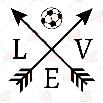 Soccer Love Arrow SVG, Love Soccer Instant Download Football SVG