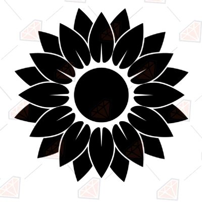 Sunflower Black Hand Drawing SVG, Hand Drawing Sunflower Instant Download Sunflower SVG