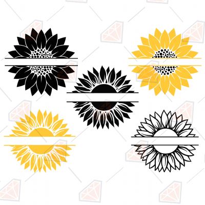 Sunflower Monogram Bundle SVG, Instant Download Sunflower SVG