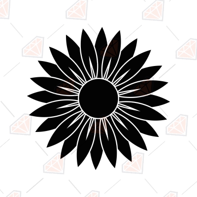 Sunflower SVG Vector File, Black Flower Clipart Sunflower SVG