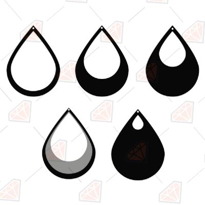 Teardrop Earrings Bundle SVG, Drops Earrings Bundle Instant Download Drawings