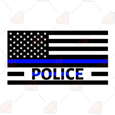 Thin Blue Line Flag With Police Police SVG