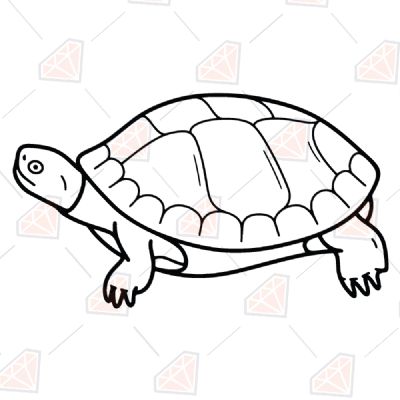 Walking Turtle Black And White Sea Life and Creatures SVG